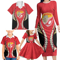 Waikato 2026 Rugby Custom Family Matching Long Sleeve Bodycon Dress and Hawaiian Shirt NZ Maori Silver Fern LT14 - Polynesian Pride