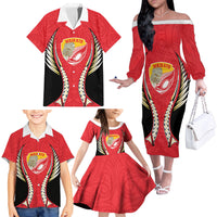 Waikato 2026 Rugby Custom Family Matching Off The Shoulder Long Sleeve Dress and Hawaiian Shirt NZ Maori Silver Fern