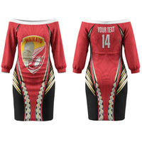 Waikato 2026 Rugby Custom Family Matching Off The Shoulder Long Sleeve Dress and Hawaiian Shirt NZ Maori Silver Fern LT14 Mom's Dress Red - Polynesian Pride