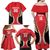 Waikato 2026 Rugby Custom Family Matching Off Shoulder Maxi Dress and Hawaiian Shirt NZ Maori Silver Fern
