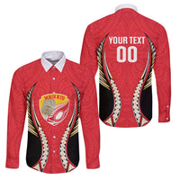 Waikato 2026 Rugby Custom Family Matching Off Shoulder Short Dress and Hawaiian Shirt NZ Maori Silver Fern LT14 Dad's Shirt - Long Sleeve Red - Polynesian Pride