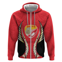 Waikato 2026 Rugby Custom Hoodie NZ Maori Silver Fern LT14 Zip Hoodie Red - Polynesian Pride