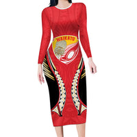Waikato 2026 Rugby Custom Long Sleeve Bodycon Dress NZ Maori Silver Fern