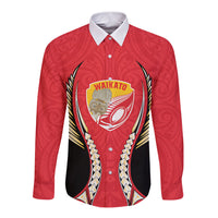 Waikato 2026 Rugby Custom Long Sleeve Button Shirt NZ Maori Silver Fern