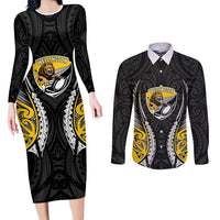 Wellington 2026 Rugby Custom Couples Matching Long Sleeve Bodycon Dress and Long Sleeve Button Shirt NZ Maori Silver Fern