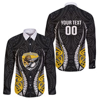 Wellington 2026 Rugby Custom Family Matching Long Sleeve Bodycon Dress and Hawaiian Shirt NZ Maori Silver Fern LT14 Dad's Shirt - Long Sleeve Black - Polynesian Pride