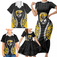Wellington 2026 Rugby Custom Family Matching Short Sleeve Bodycon Dress and Hawaiian Shirt NZ Maori Silver Fern LT14 - Polynesian Pride
