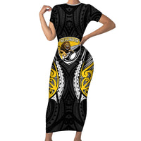 Wellington 2026 Rugby Custom Family Matching Short Sleeve Bodycon Dress and Hawaiian Shirt NZ Maori Silver Fern