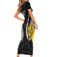 Wellington 2026 Rugby Custom Family Matching Short Sleeve Bodycon Dress and Hawaiian Shirt NZ Maori Silver Fern