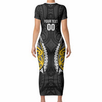 Wellington 2026 Rugby Custom Short Sleeve Bodycon Dress NZ Maori Silver Fern LT14 - Polynesian Pride