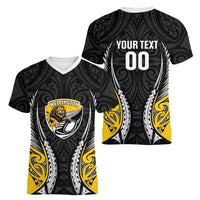 Wellington 2026 Rugby Custom Women V-Neck T-Shirt NZ Maori Silver Fern