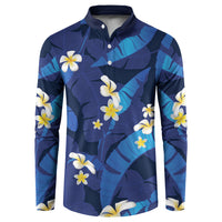 Teal Purple Banana Leaf Hawaii Button Sweatshirt Lau Maia Plumeria Tropical Summer Vibes