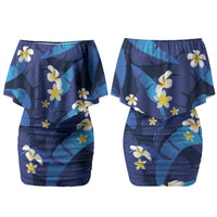 Teal Purple Banana Leaf Hawaii Family Matching Off Shoulder Short Dress and Hawaiian Shirt Lau Maia Plumeria Tropical Summer Vibes