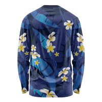 Teal Purple Banana Leaf Hawaii Long Sleeve Shirt Lau Maia Plumeria Tropical Summer Vibes