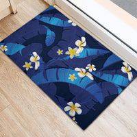 Teal Purple Banana Leaf Hawaii Rubber Doormat Lau Maia Plumeria Tropical Summer Vibes