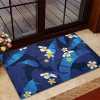 Teal Purple Banana Leaf Hawaii Rubber Doormat Lau Maia Plumeria Tropical Summer Vibes