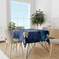 Teal Purple Banana Leaf Hawaii Tablecloth Lau Maia Plumeria Tropical Summer Vibes