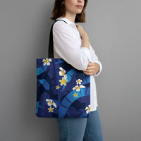 Teal Purple Banana Leaf Hawaii Tote Bag Lau Maia Plumeria Tropical Summer Vibes