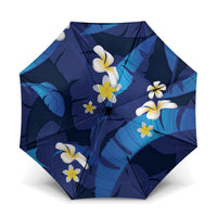 Teal Purple Banana Leaf Hawaii Umbrella Lau Maia Plumeria Tropical Summer Vibes