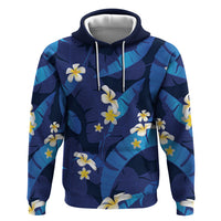 Teal Purple Banana Leaf Hawaii Zip Hoodie Lau Maia Plumeria Tropical Summer Vibes