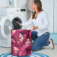 Pink Banana Leaf Hawaii Laundry Basket Lau Maia Plumeria Tropical Summer Vibes