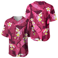 Pink Banana Leaf Hawaii Baseball Jersey Lau Maia Plumeria Tropical Summer Vibes