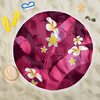 Pink Banana Leaf Hawaii Beach Blanket Lau Maia Plumeria Tropical Summer Vibes