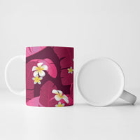 Pink Banana Leaf Hawaii Ceramic Mug Lau Maia Plumeria Tropical Summer Vibes