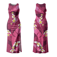 Pink Banana Leaf Hawaii Couples Matching Tank Maxi Dress and Long Sleeve Button Shirt Lau Maia Plumeria Tropical Summer Vibes