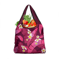 Pink Banana Leaf Hawaii Grocery Bag Lau Maia Plumeria Tropical Summer Vibes
