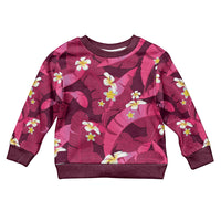 Pink Banana Leaf Hawaii Kid Ugly Christmas Sweater Lau Maia Plumeria Tropical Summer Vibes