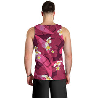 Pink Banana Leaf Hawaii Men Tank Top Lau Maia Plumeria Tropical Summer Vibes