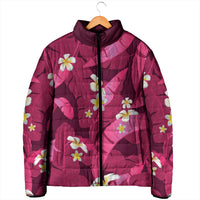 Pink Banana Leaf Hawaii Padded Jacket Lau Maia Plumeria Tropical Summer Vibes