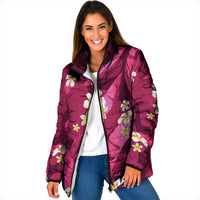 Pink Banana Leaf Hawaii Padded Jacket Lau Maia Plumeria Tropical Summer Vibes