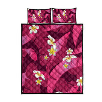 Pink Banana Leaf Hawaii Quilt Bed Set Lau Maia Plumeria Tropical Summer Vibes