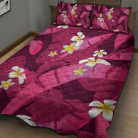 Pink Banana Leaf Hawaii Quilt Bed Set Lau Maia Plumeria Tropical Summer Vibes