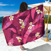 Pink Banana Leaf Hawaii Sarong Lau Maia Plumeria Tropical Summer Vibes