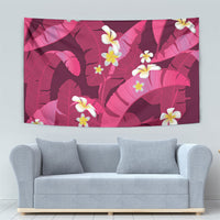 Pink Banana Leaf Hawaii Tapestry Lau Maia Plumeria Tropical Summer Vibes