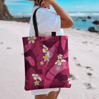Pink Banana Leaf Hawaii Tote Bag Lau Maia Plumeria Tropical Summer Vibes