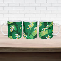 Green Banana Leaf Hawaii Ceramic Mug Lau Maia Plumeria Tropical Summer Vibes