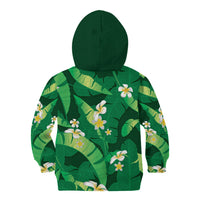 Green Banana Leaf Hawaii Kid Hoodie Lau Maia Plumeria Tropical Summer Vibes