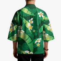 Green Banana Leaf Hawaii Kimono Lau Maia Plumeria Tropical Summer Vibes