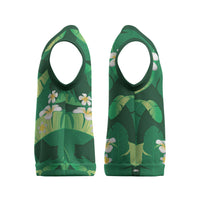 Green Banana Leaf Hawaii Christmas Knitted V-Neck Vest Lau Maia Plumeria Tropical Summer Vibes