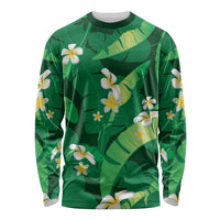 Green Banana Leaf Hawaii Long Sleeve Shirt Lau Maia Plumeria Tropical Summer Vibes