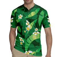 Green Banana Leaf Hawaii Rugby Jersey Lau Maia Plumeria Tropical Summer Vibes