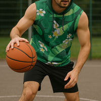 Green Banana Leaf Hawaii Sleeveless Hoodie Lau Maia Plumeria Tropical Summer Vibes