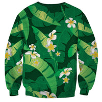 Green Banana Leaf Hawaii Sweatshirt Lau Maia Plumeria Tropical Summer Vibes