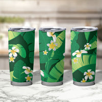 Green Banana Leaf Hawaii Tumbler Cup Lau Maia Plumeria Tropical Summer Vibes