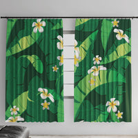 Green Banana Leaf Hawaii Window Curtain Lau Maia Plumeria Tropical Summer Vibes