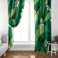 Green Banana Leaf Hawaii Window Curtain Lau Maia Plumeria Tropical Summer Vibes